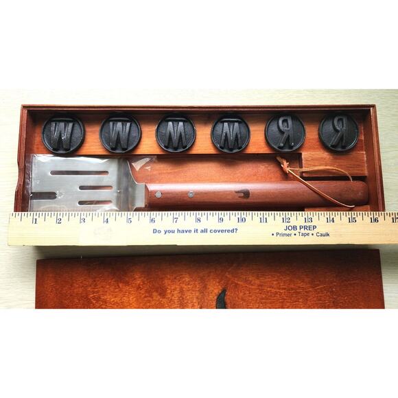 TUSCAN GRILL BRANDING SET-Rare-Medium-Well Done Branding Discs-Wood Handle-Gift - Picture 6 of 8